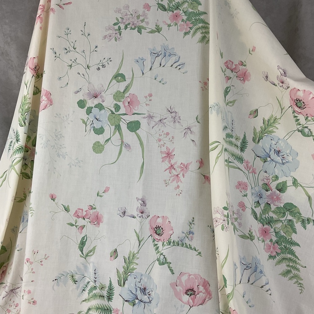 Reclaimed vintage percale cotton blend floral fabric 78” L x 65” W